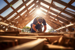 Pose d'une sous-face de toiture par un artisan couvreur  